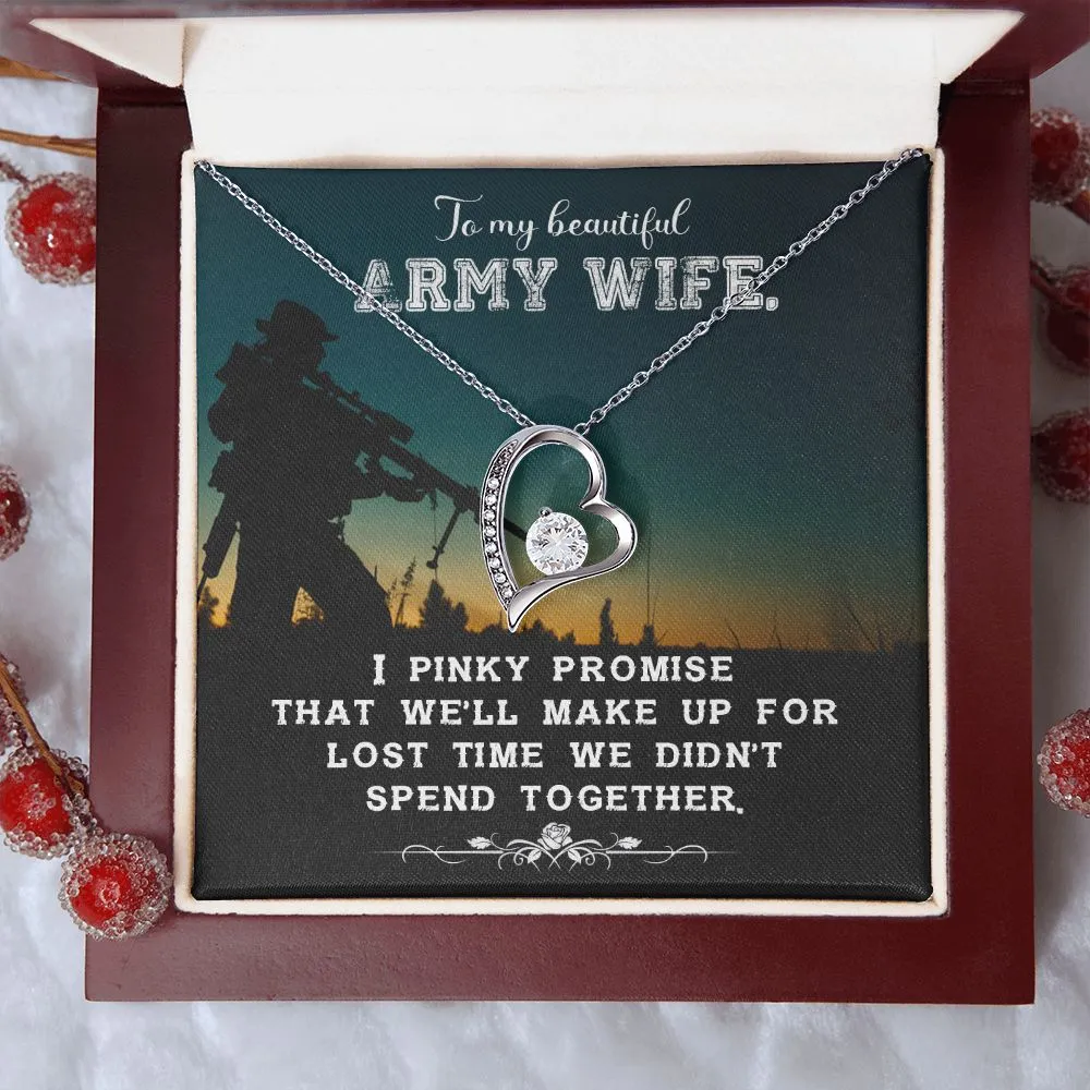 Gift for Army Wife Forever Love Necklace Cubic Zirconia Wife in Army Gift