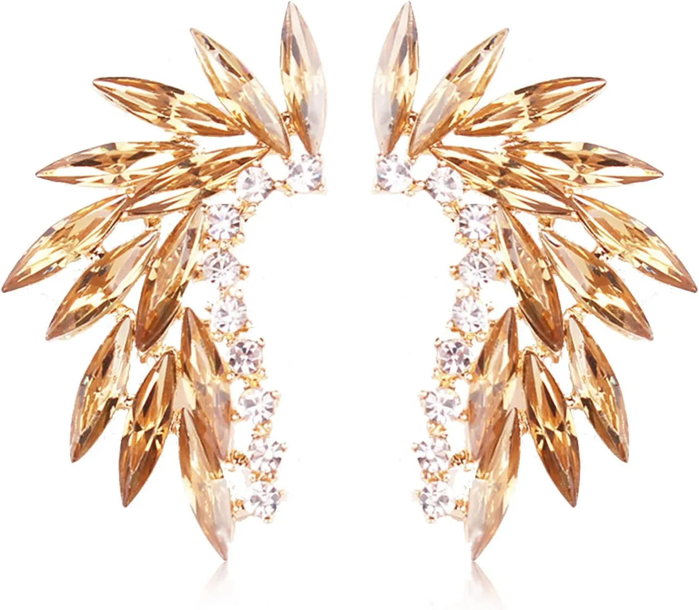 Glitter Rhinestone Butterfly Ear Cuff for Women Butterfly Tassel Style Zircon Earrings No Piercing Clip Earrings