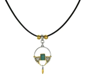 Gold and Silver Drop Black Leather Cord Vintage Bohemian Style Necklace - 18 or 20 inch (20, Gold, silver, black, turquoise)