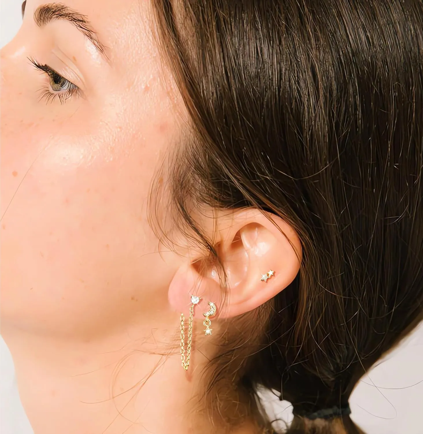 Gold Ear Cuffs Earrings for Women Non Piercing - Clip on Cartilage Earrings Dainty 14K Gold Sterling Silver Plated Cubic Zirconia Huggie Hoop Earring for Women No Tarnish Trendy Jewelry Set
