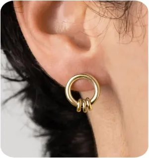Gold Earrings For Women 14k Gold Plated Circle Stud Earrings Hypoallergenic Trendy Dainty Simple Minimalist Jewelry Gifts for Her