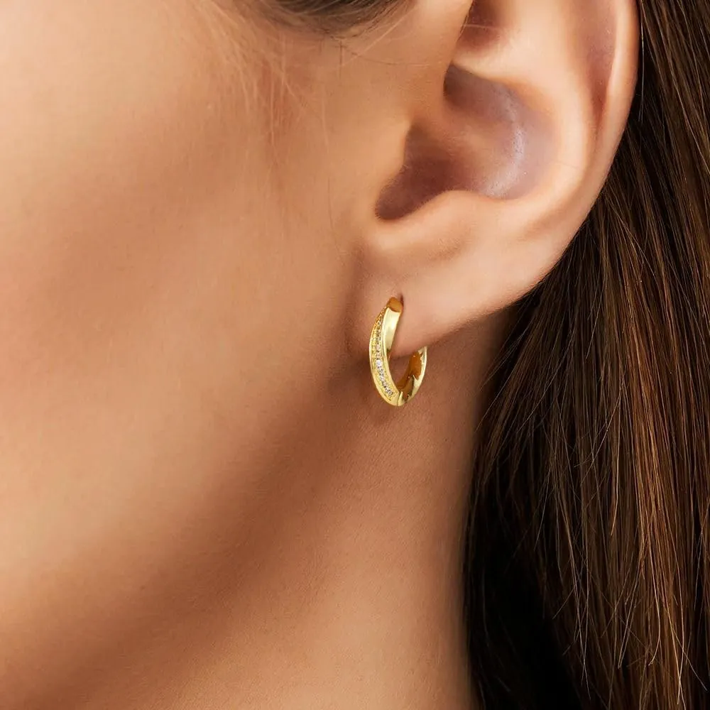 Gold Earrings for Women Hypoallergenic Huggie Earrings Gold Plated Twisted Huggie Hoop Earring Diamond Hoop Earrings for Women Lightweight Chunky Hoop Earrings Jewelry for Gifts