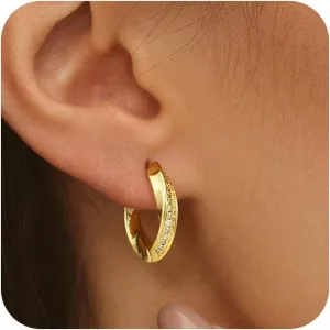Gold Earrings for Women Hypoallergenic Huggie Earrings Gold Plated Twisted Huggie Hoop Earring Diamond Hoop Earrings for Women Lightweight Chunky Hoop Earrings Jewelry for Gifts