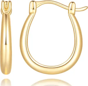 Gold Hoop Earrings 14K Gold Hoop Earrings for Women Earring U-shaped Small Hoops Earring for Women 16/25/30/35mm