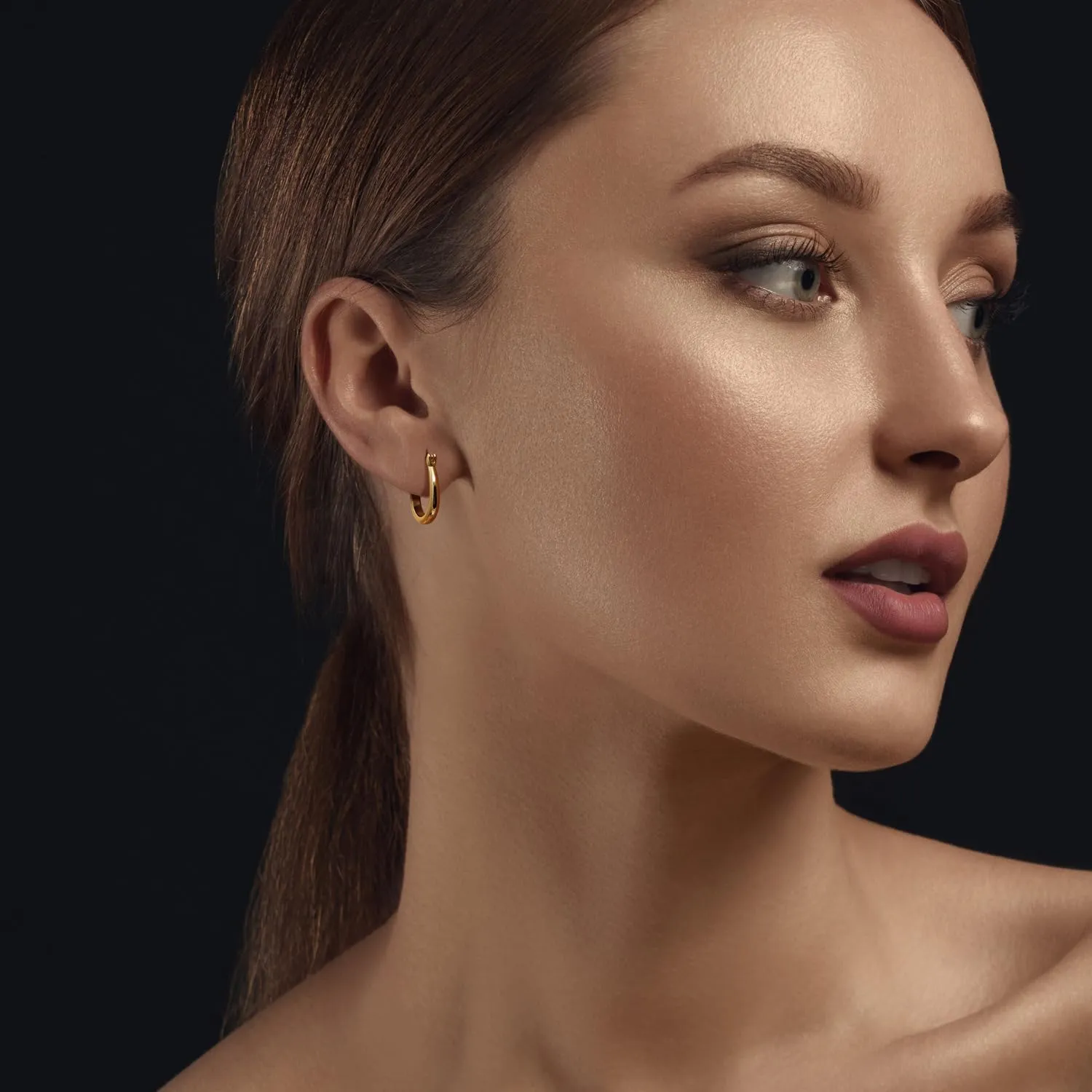 Gold Hoop Earrings 14K Gold Hoop Earrings for Women Earring U-shaped Small Hoops Earring for Women 16/25/30/35mm