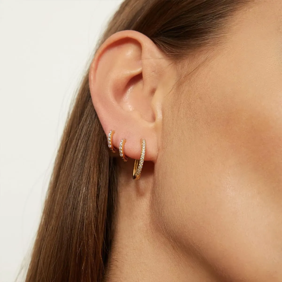 Gold Hoop Earrings For Women Cubic Zirconia Hoop Earrings Set Huggie Hoops Earrings Set for Women Fashion Jewelry (4 Sizes)