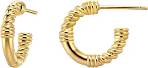 Gold Hoop Earrings for Women Girls 18K Gold Plated Twisted Knot Hoop Earrings Statement Lightweight Hypoallergenic Trendy Small Gold Open Hoops Fashion Jewelry Gifts