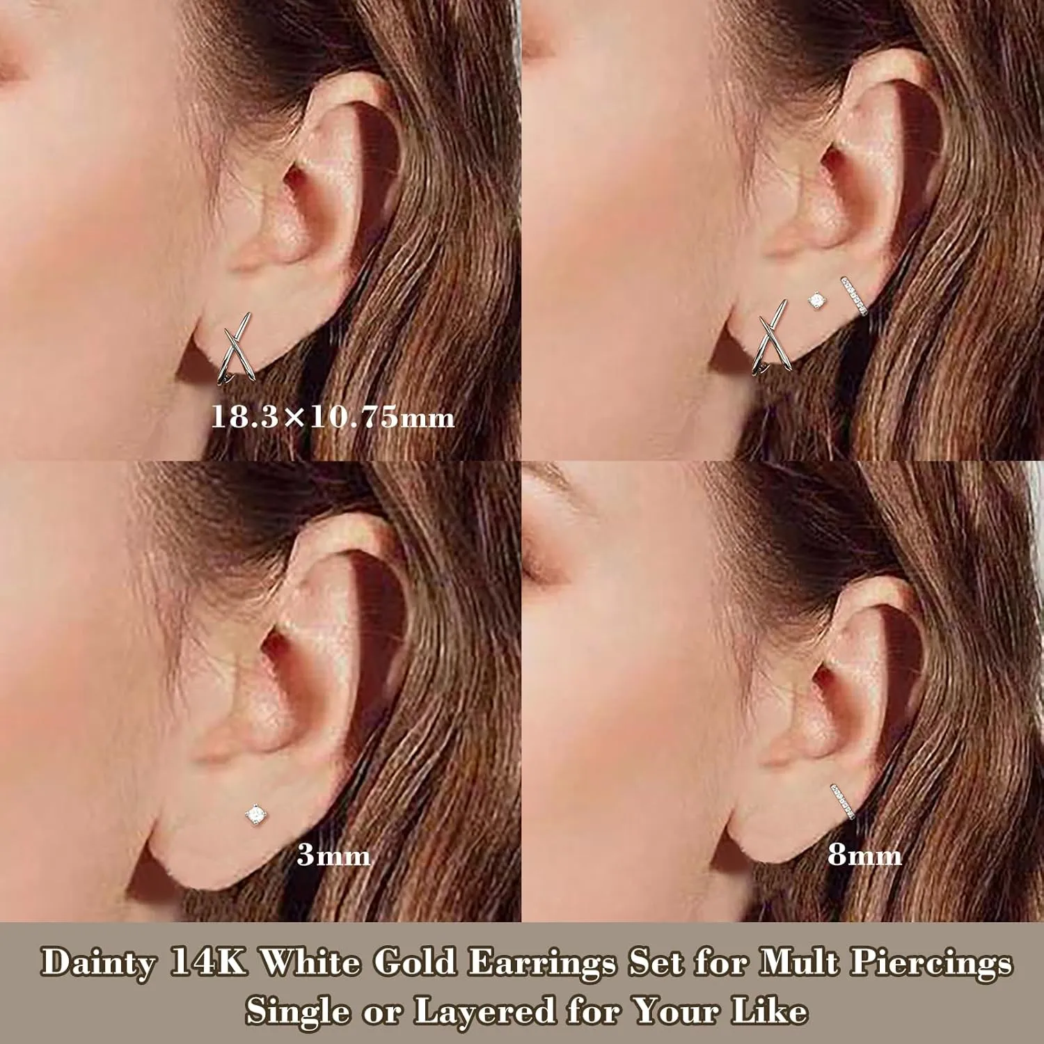 Gold Huggie Hoop Stud Earrings Set for Women Trendy, Dainty Small 14K Gold Earrings for Multiple Piercing, Hypoallergenic Simple Minimalist CZ Cartilage Earrings for Women Gifts 3Pairs
