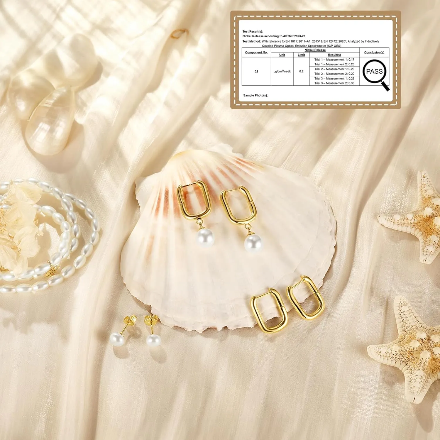 Gold Pearl Earrings Set for Women, Pearl Hoop Dangle Drop Earrings, Dainty 14K Gold Plated Hypoallergenic Earring Stacks, Jewelry Gifts for Women/MomTrendy 2025