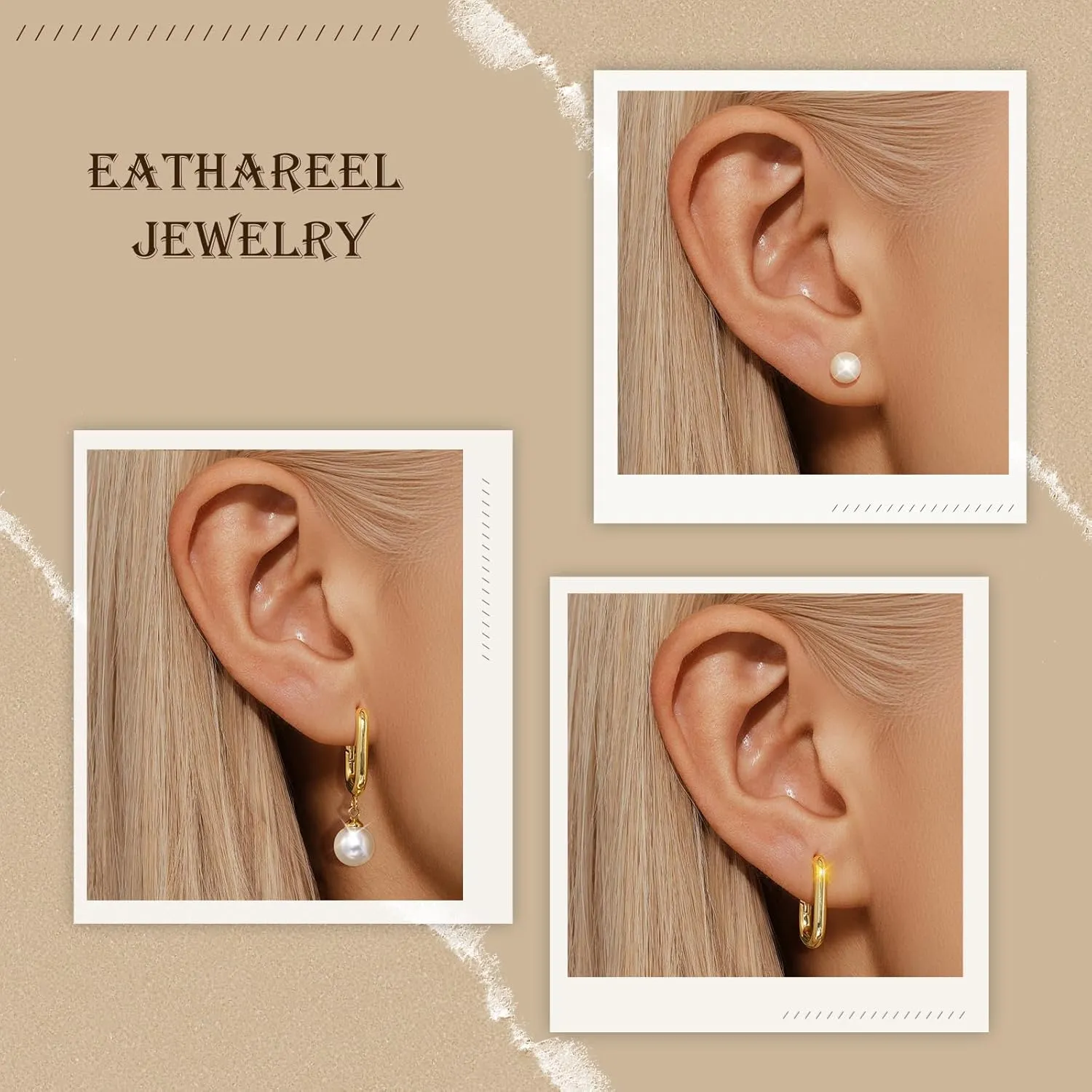Gold Pearl Earrings Set for Women, Pearl Hoop Dangle Drop Earrings, Dainty 14K Gold Plated Hypoallergenic Earring Stacks, Jewelry Gifts for Women/MomTrendy 2025