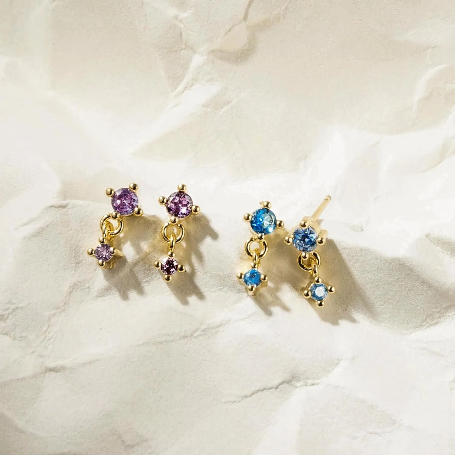Gold Stud Earrings for Women, 14k Gold Plated Small Birthstone Stud Earrings Dainty Gold Earrings Cute Earring Sets for Multiple Piercing Hypoallergenic Gold Studs Earrings for Women Trendy Jewelry