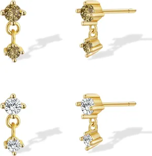 Gold Stud Earrings for Women, 14k Gold Plated Small Birthstone Stud Earrings Dainty Gold Earrings Cute Earring Sets for Multiple Piercing Hypoallergenic Gold Studs Earrings for Women Trendy Jewelry
