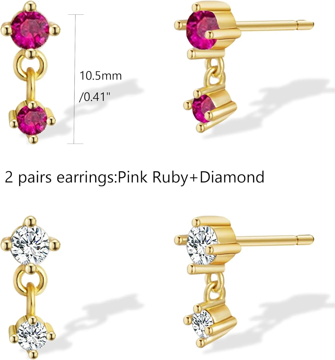 Gold Stud Earrings for Women, 14k Gold Plated Small Birthstone Stud Earrings Dainty Gold Earrings Cute Earring Sets for Multiple Piercing Hypoallergenic Gold Studs Earrings for Women Trendy Jewelry