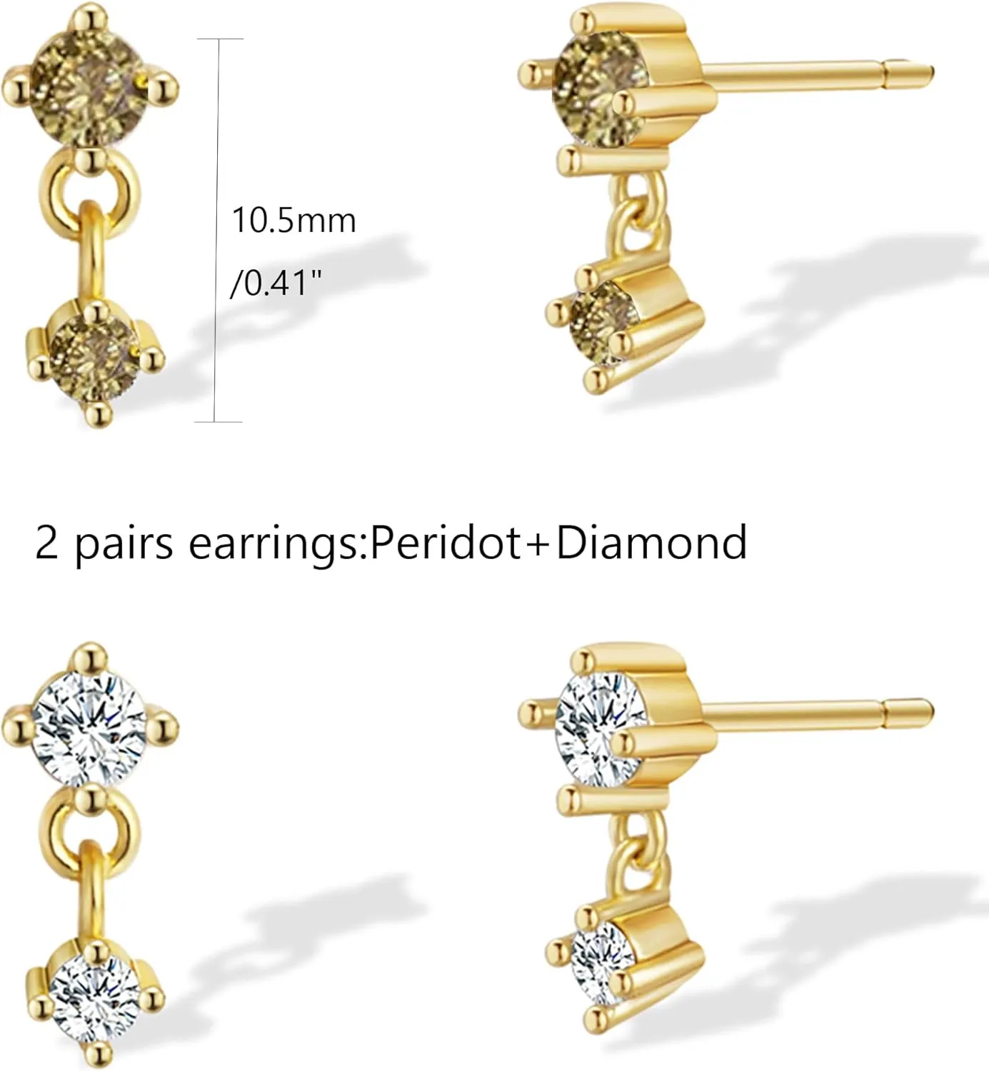 Gold Stud Earrings for Women, 14k Gold Plated Small Birthstone Stud Earrings Dainty Gold Earrings Cute Earring Sets for Multiple Piercing Hypoallergenic Gold Studs Earrings for Women Trendy Jewelry
