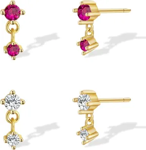 Gold Stud Earrings for Women, 14k Gold Plated Small Birthstone Stud Earrings Dainty Gold Earrings Cute Earring Sets for Multiple Piercing Hypoallergenic Gold Studs Earrings for Women Trendy Jewelry