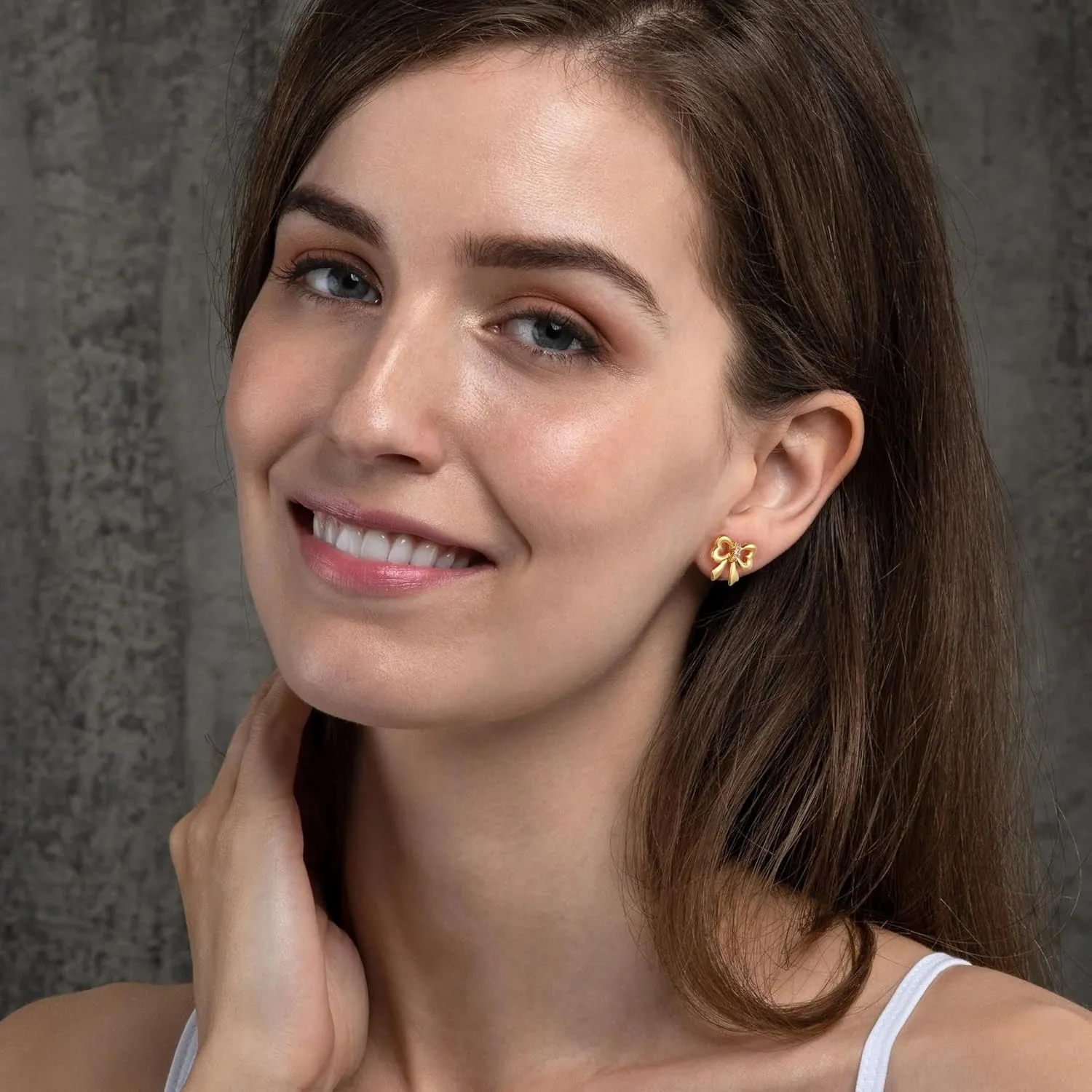 Gold/Silver Bow Earrings for Women Teens - 925 Sterling Silver Post Ribbon Knot Stud Earrings CZ Dainty Small Bow Earring Jewelry Gifts for Her