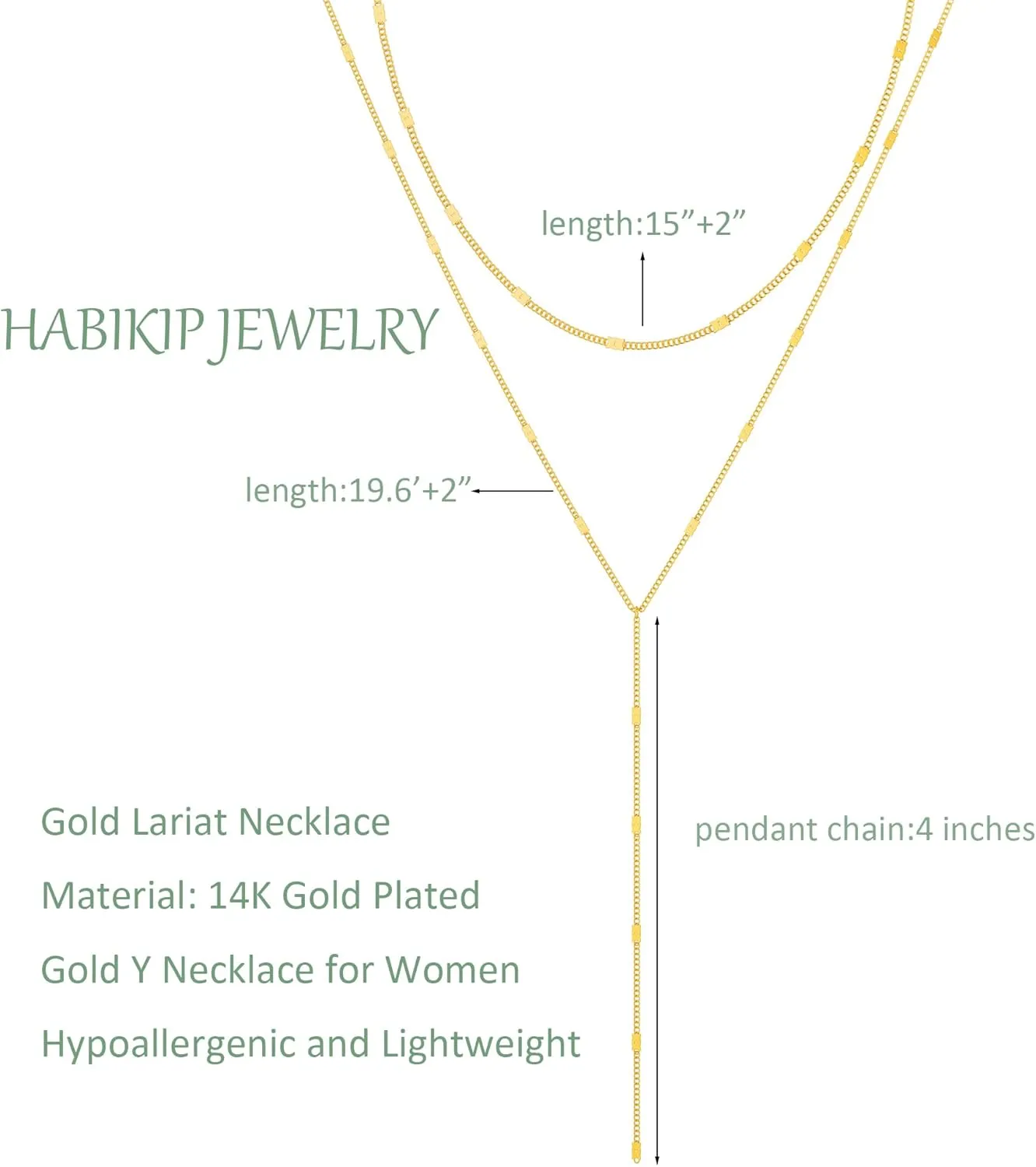 Gold/Silver Plated Necklace for Women, Dainty Layered Long Necklaces for Women Trendy Simple Beaded Chain Y Necklace Waterproof Jewelry Gifts