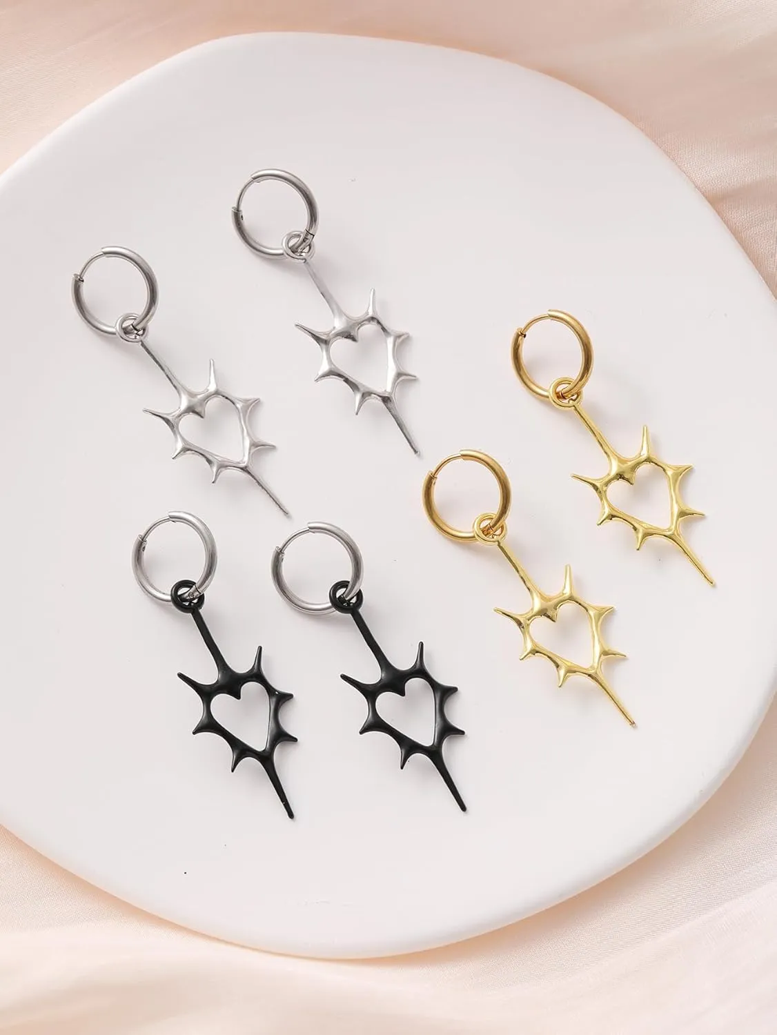 Goth Spike Earrings Emo Grunge Alt Earrings for Women Men