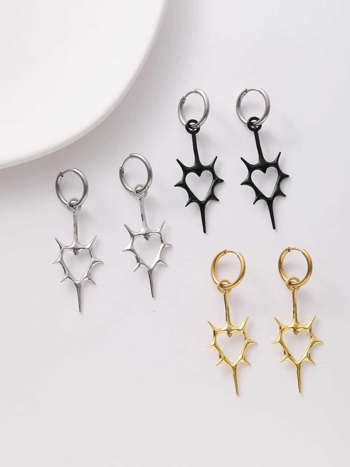 Goth Spike Earrings Emo Grunge Alt Earrings for Women Men