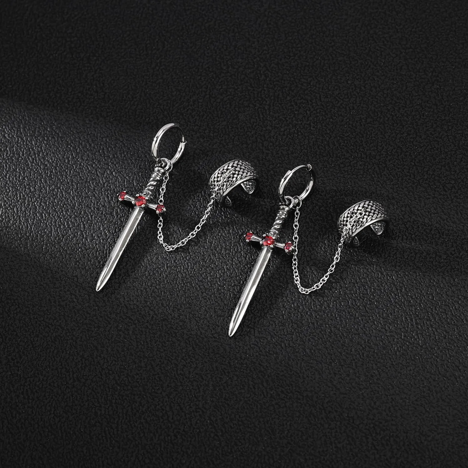 Gothic Dragon Sword Skull Scorpion Octopus Snake Alien Facehugger Stud Earrings Ear Cuff Retro Punk Rock Earrings for Men Women Stainless Steel Dangle Drop Earrings Jewelry Gifts