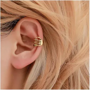 Gothic Skeleton Hand Ear Cuff Earrings Gold Finger Hand Cuff Earrings Skull Hand Earrings Punk Creepy Earrings Jewelry for Women Halloween Costume Gifts