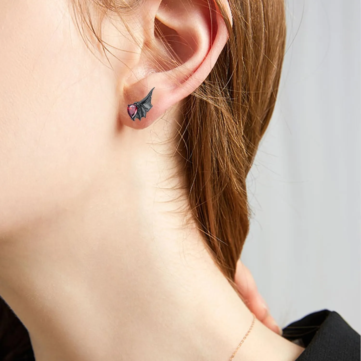 Gothic/Black Cat/Bat Earrings for Women 925 Sterling Silver Vintage Halloween Bat Black Cat Jewelry for Women