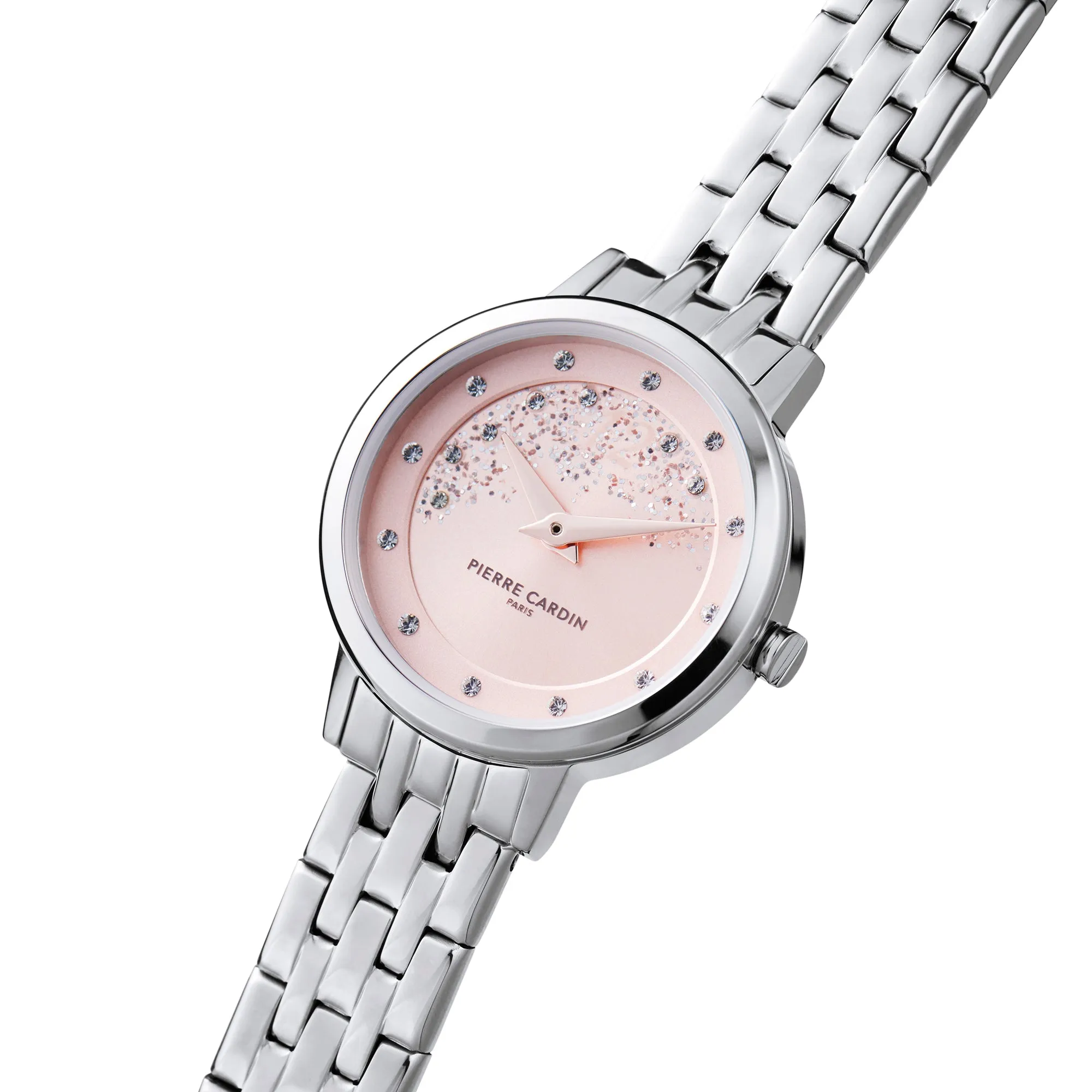 Goutte d'Or Lustre Ladies Stainless Steel Watch with Pale Pink Dial