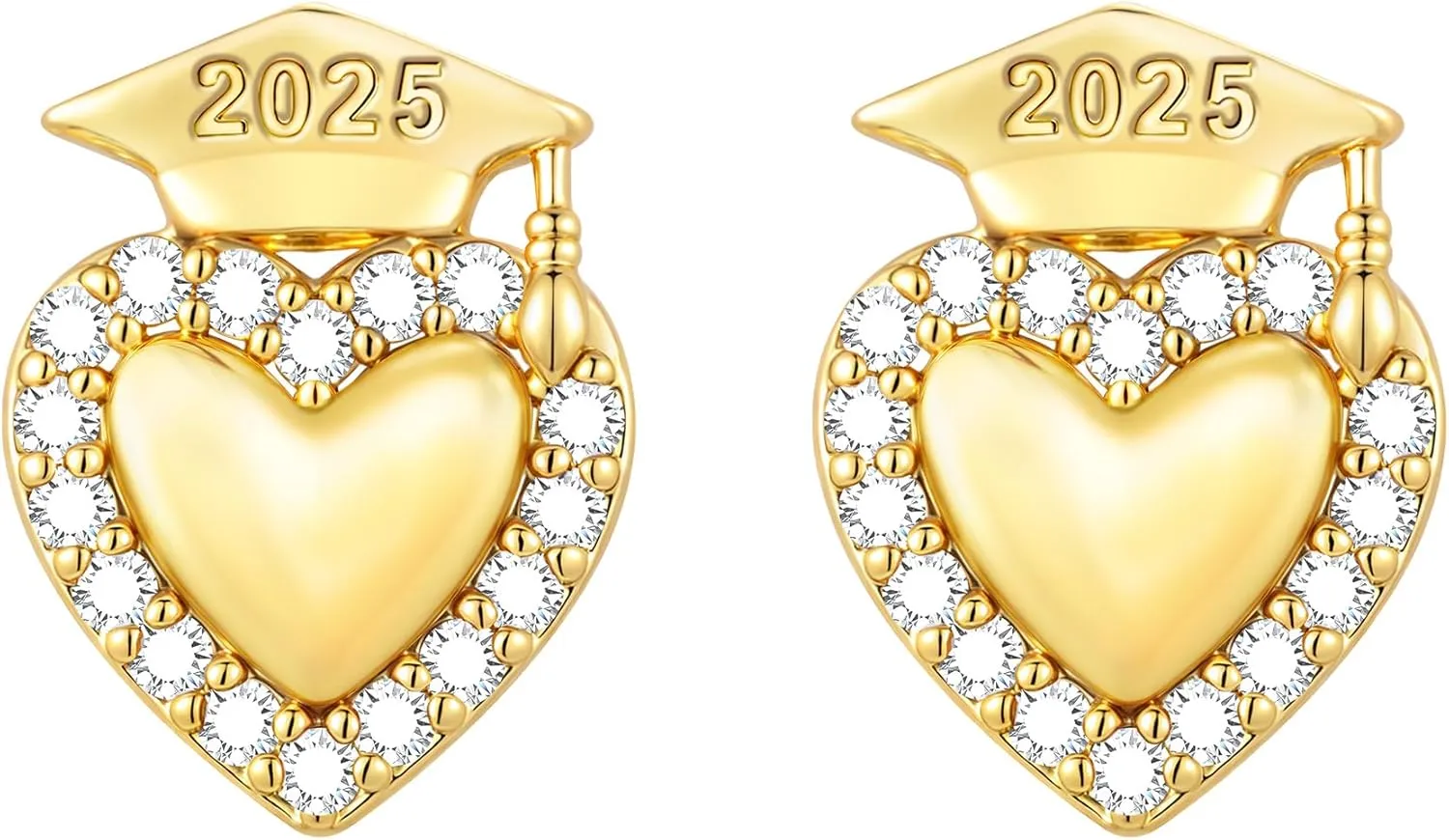 Graduation Gifts Gold Silver Earrings for Women Class of 2025 - High School College Graduation Gift for Her Friends 14k Gold Plated Silver Stud Earrings
