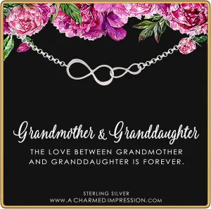 Grandmother Granddaughter Bracelet  Handmade Sterling Silver Bracelet  Two Connected Infinity Bracelet  2 Infinity  Eternity Circles  Gifts for Grandma Adult Granddaughter  Meaningful Jewelry
