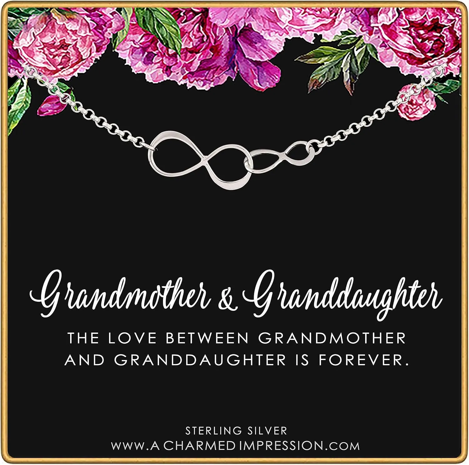 Grandmother Granddaughter Bracelet  Handmade Sterling Silver Bracelet  Two Connected Infinity Bracelet  2 Infinity  Eternity Circles  Gifts for Grandma Adult Granddaughter  Meaningful Jewelry