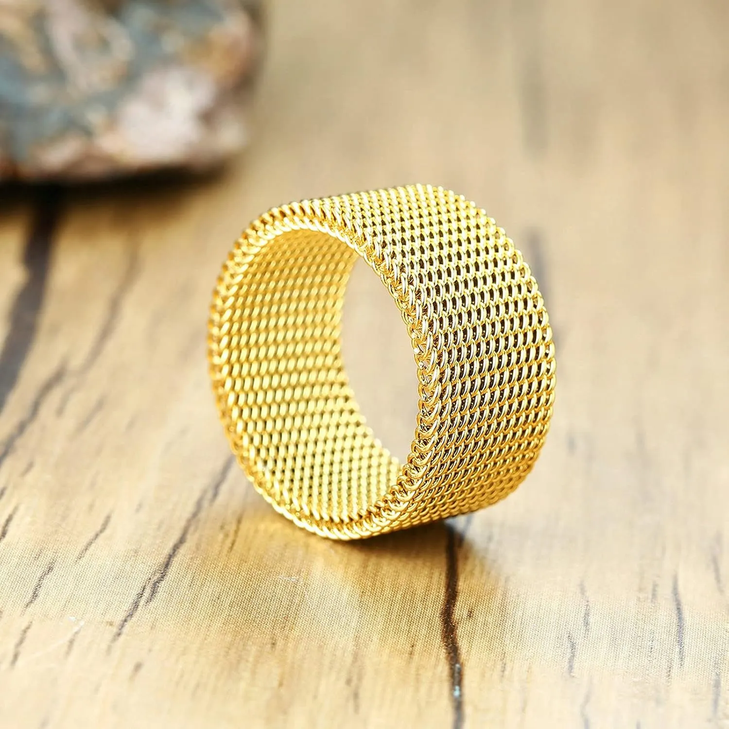 Gualiy Couple Rings Set Stainless Steel 4/10MM Hollow Mesh Band Valentines Day Couples Rings Gold Rings Size 5-12