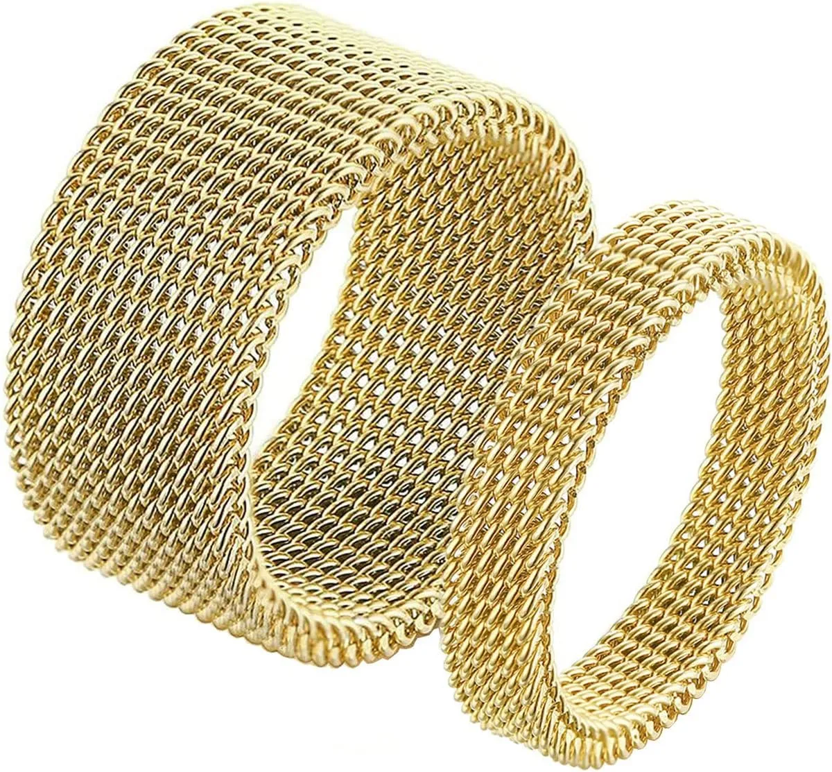Gualiy Couple Rings Set Stainless Steel 4/10MM Hollow Mesh Band Valentines Day Couples Rings Gold Rings Size 5-12