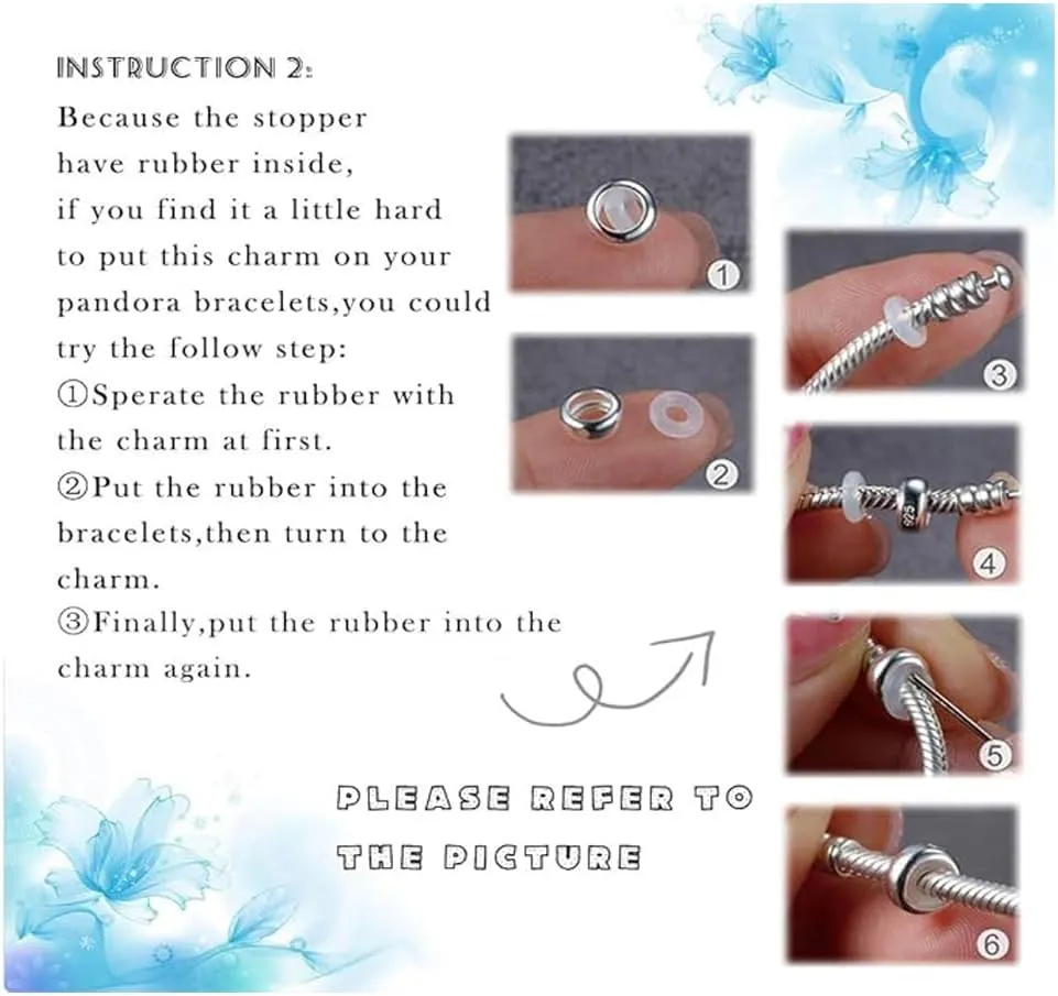 GW Stopper Charms 925 Sterling Silver Round Rondelle Spacer Beads for Charm Bracelets for Women
