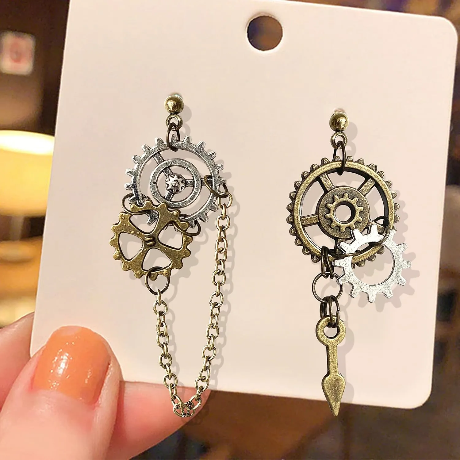 Handmade Punk Steampunk Vintage Clockwork Dangle Drop Earrings Clock Gear Antique Airplane Earrings for Women Men Halloween