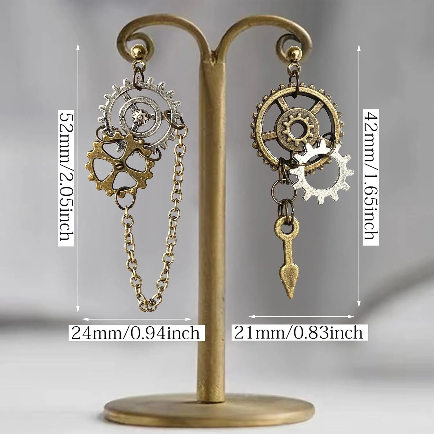 Handmade Punk Steampunk Vintage Clockwork Dangle Drop Earrings Clock Gear Antique Airplane Earrings for Women Men Halloween