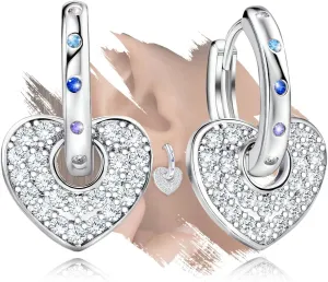 Heart Earrings for Teen Girls Women - Sterling Silver Love Heart Hoop Earrings Hypoallergenic Colorful Cubic Zirconia Lightweight Heart Shaped Loop Earring Gifts for Daughter Granddaughter Christmas