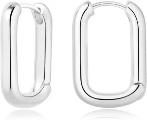 HEEYA Hoop Earrings Set for Women - Square Hoop Earrings Set - 14K Gold Plated Lightweight Hypoallergenic Chunky Open Hoops Set - Gift for Christmas Colors in Silver/Gold