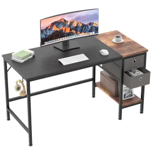 HOMIDEC Computer Desk, Office Work Desk for student and worker, Writing Desk with drawer and Headphone Hook, Laptop Table with shelves, Modern Style Desks for Bedroom, Home, Office(120x50x75cm)