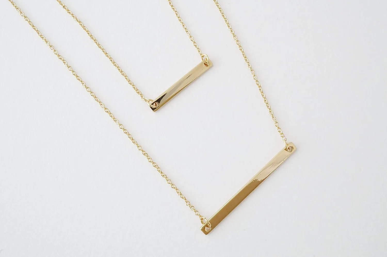 Honeycat Double Layered Bar Necklace in Gold, Rose Gold, and Silver | Minimalist, Delicate Jewelry