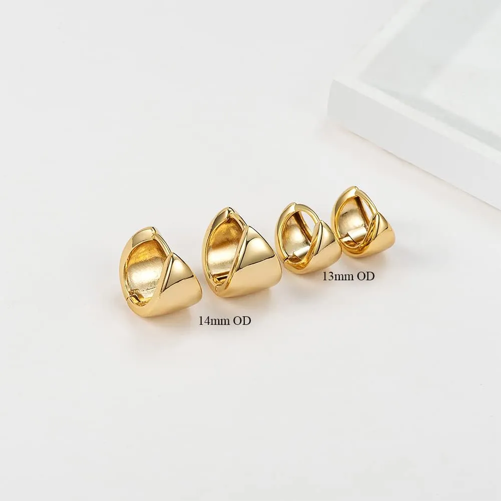 Hoop Earrings Small Chunky Huggie Earrings Dainty Wide Earrings Set For Women Girls,2 Sizes
