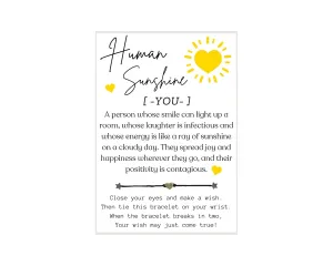Human Sunshine Definition, Wish Bracelet, Best Friend Gifts, Positivity, Encouragement Inspire, Gift for Friends, Friendship Gifts, Bestie Gifts, Birthday Gifts, Sunshine Definition Card, Inspiration