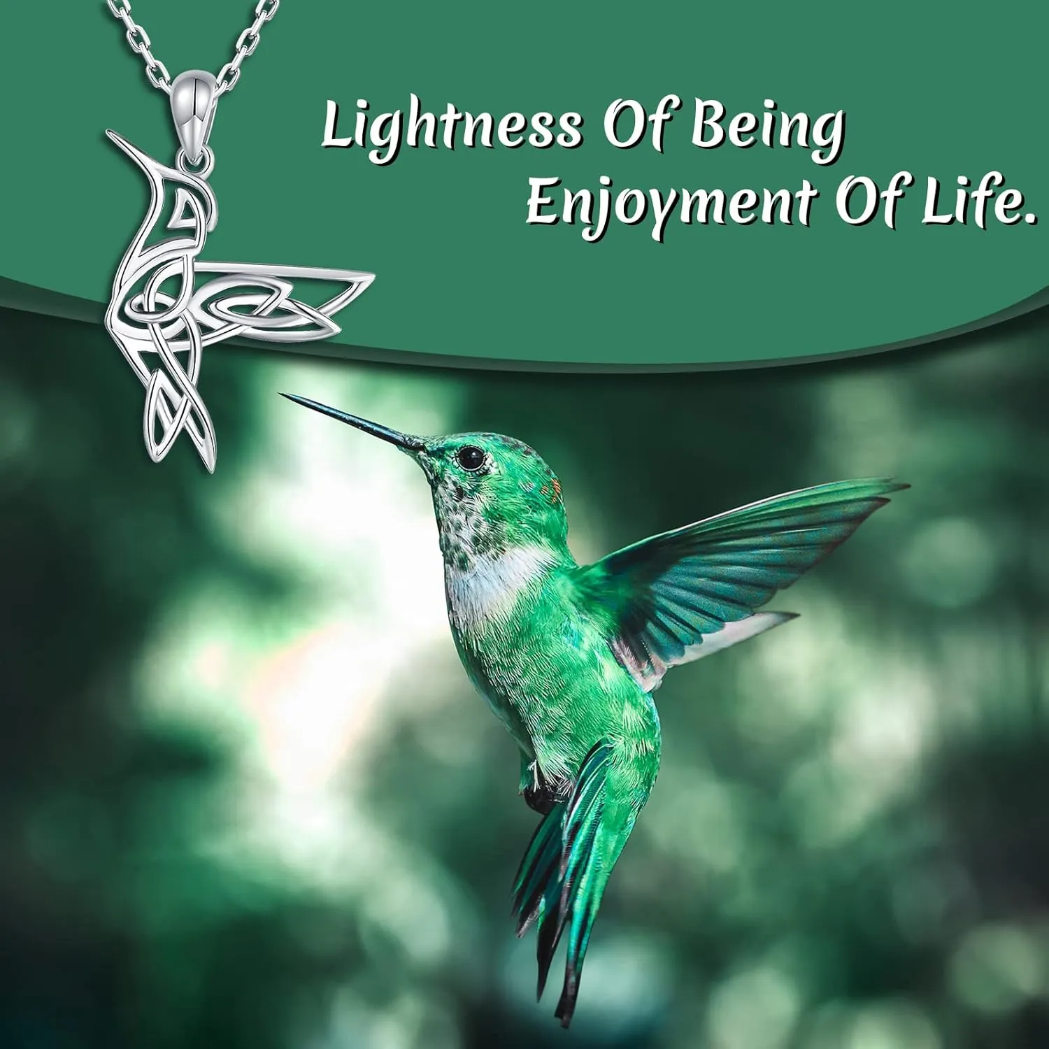Hummingbird Celtic Pendant Necklace for Women- 925 Sterling Silver Lucky Celtic Knot Humming Bird Necklaces Mother's Day Birthday Christmas Jewelry Gifts for Mom