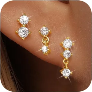 Hypoallergenic Gold and Silver Stud Earrings Set for Women  Dainty No-Tarnish Earrings for Multiple Piercings, Lead & Nickel-Free, Trendy 2025 Jewelry