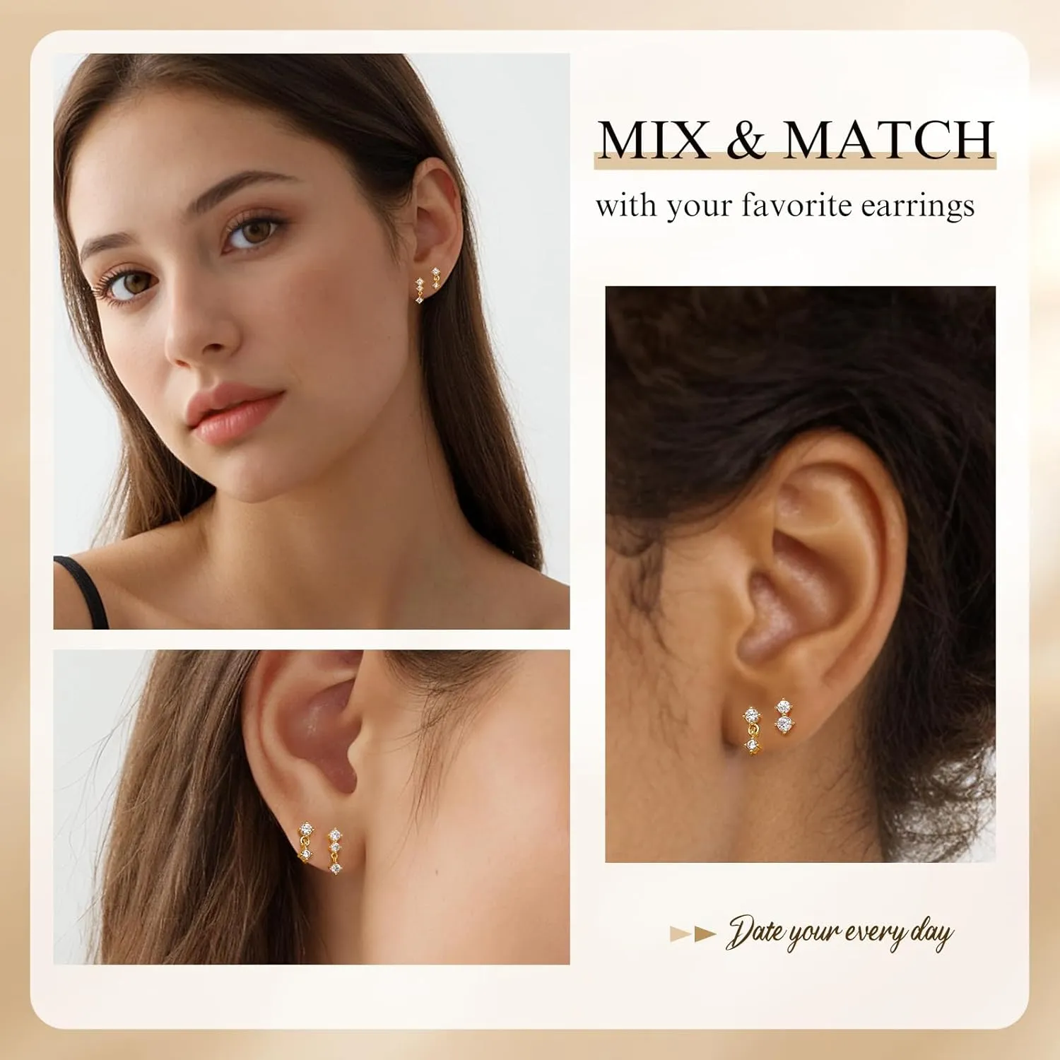 Hypoallergenic Gold and Silver Stud Earrings Set for Women  Dainty No-Tarnish Earrings for Multiple Piercings, Lead & Nickel-Free, Trendy 2025 Jewelry
