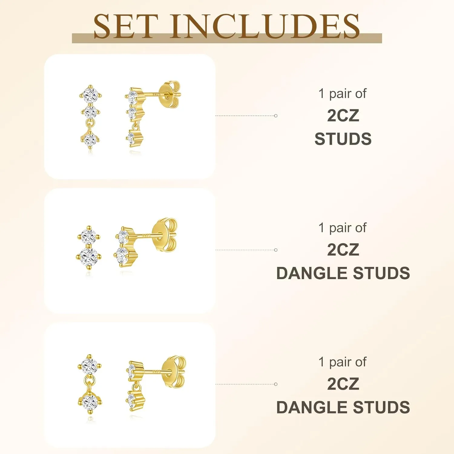 Hypoallergenic Gold and Silver Stud Earrings Set for Women  Dainty No-Tarnish Earrings for Multiple Piercings, Lead & Nickel-Free, Trendy 2025 Jewelry