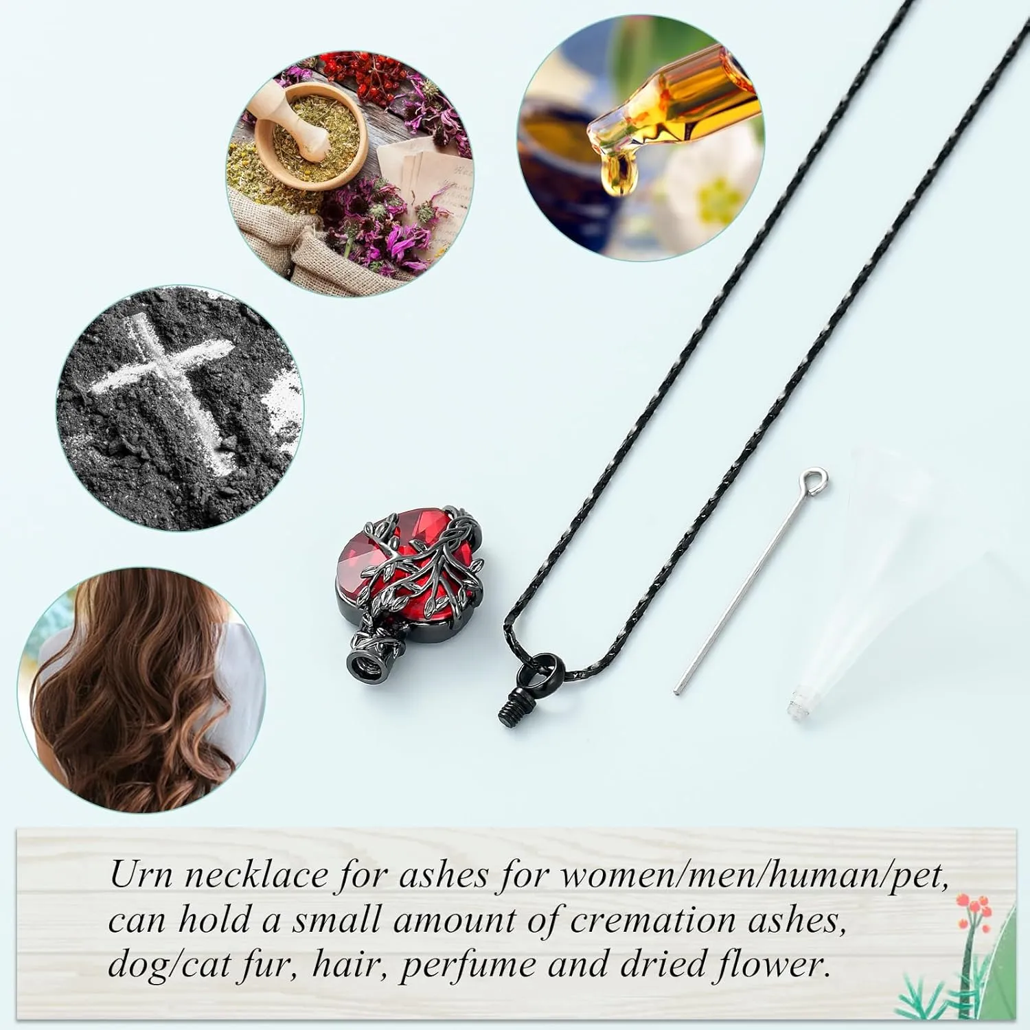 Imrsanl Heart Tree of Life Urn Necklace Cremation Jewelry for Men Women Keepsake Memorial Ash Jewelry Gifts Urn Pendant