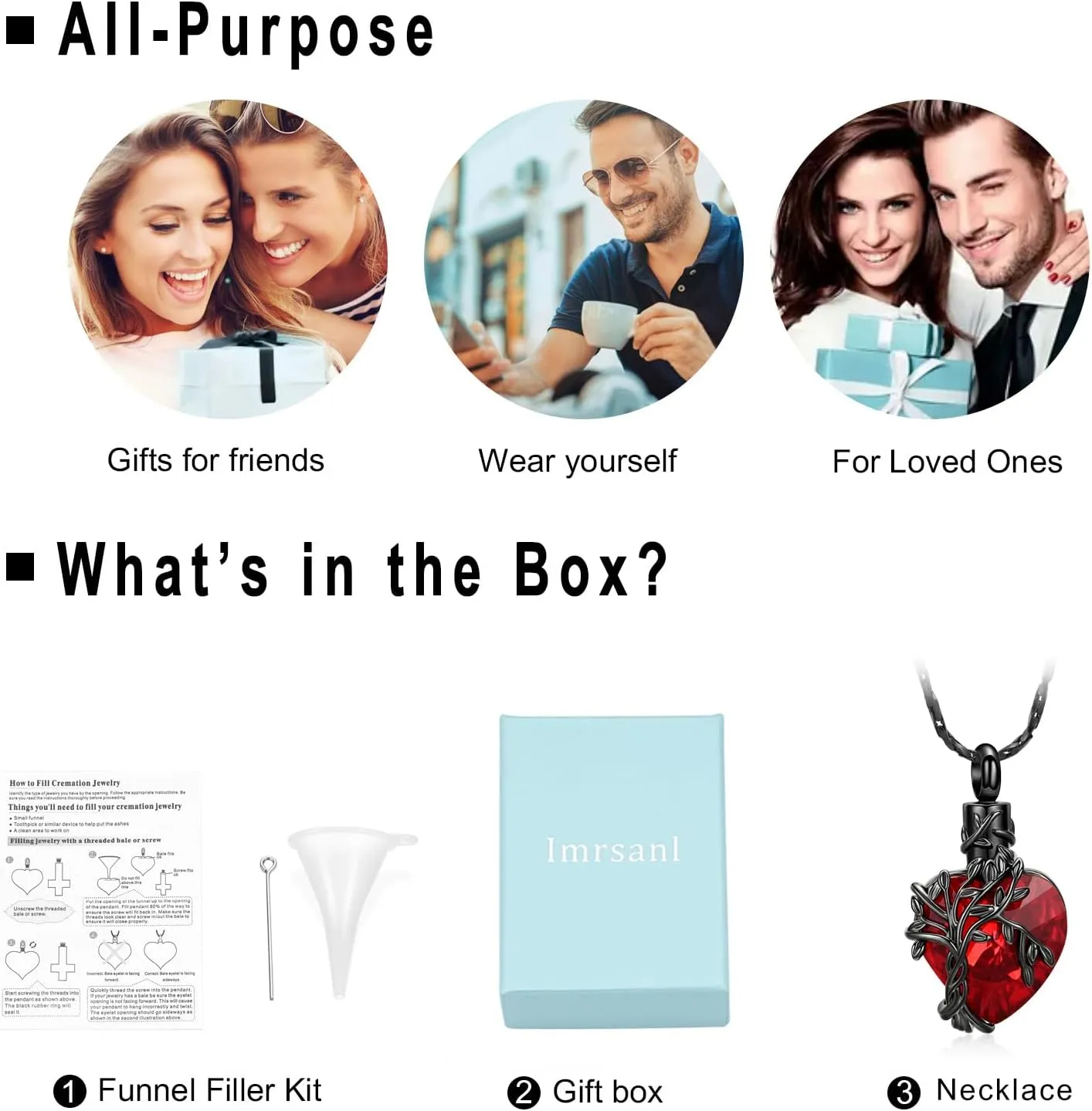 Imrsanl Heart Tree of Life Urn Necklace Cremation Jewelry for Men Women Keepsake Memorial Ash Jewelry Gifts Urn Pendant