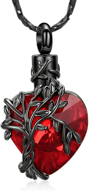 Imrsanl Heart Tree of Life Urn Necklace Cremation Jewelry for Men Women Keepsake Memorial Ash Jewelry Gifts Urn Pendant