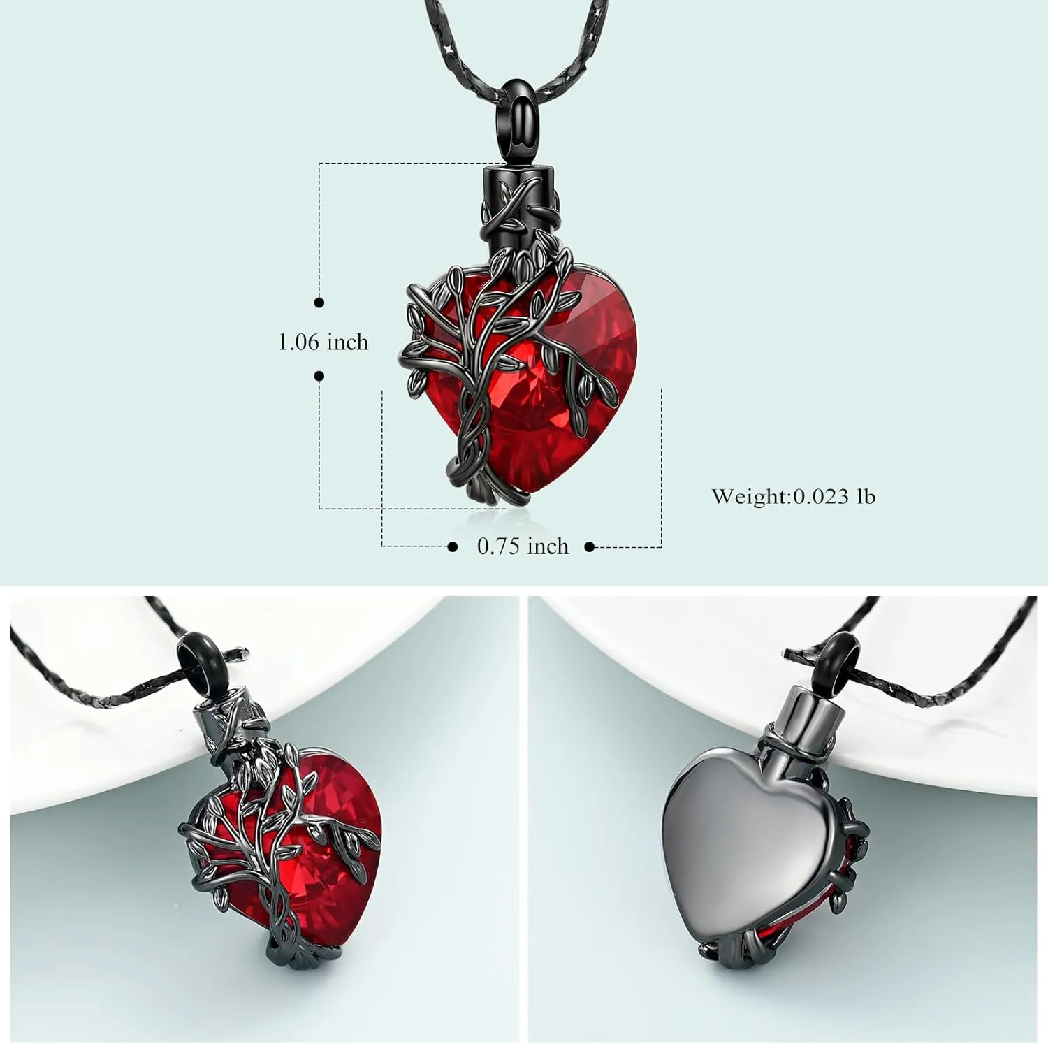 Imrsanl Heart Tree of Life Urn Necklace Cremation Jewelry for Men Women Keepsake Memorial Ash Jewelry Gifts Urn Pendant