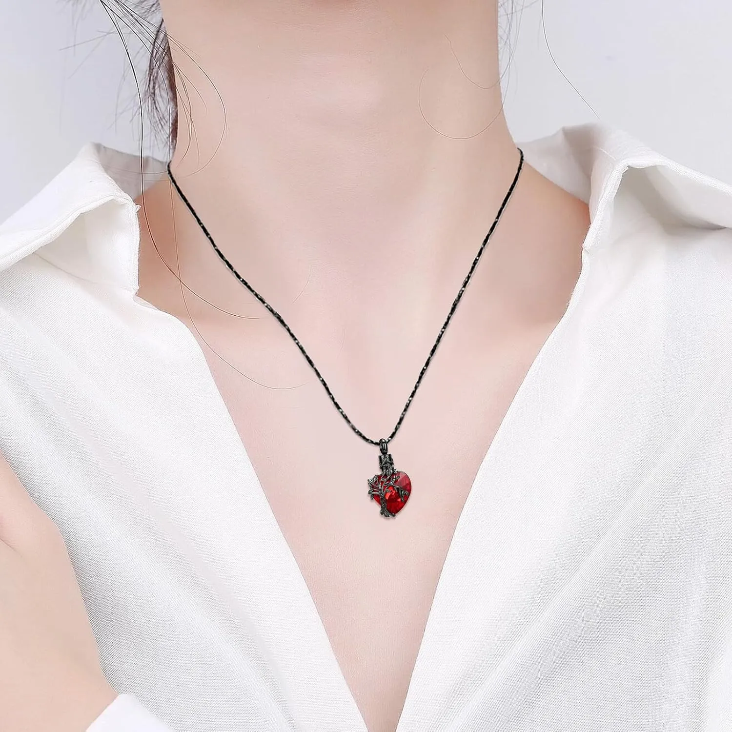 Imrsanl Heart Tree of Life Urn Necklace Cremation Jewelry for Men Women Keepsake Memorial Ash Jewelry Gifts Urn Pendant